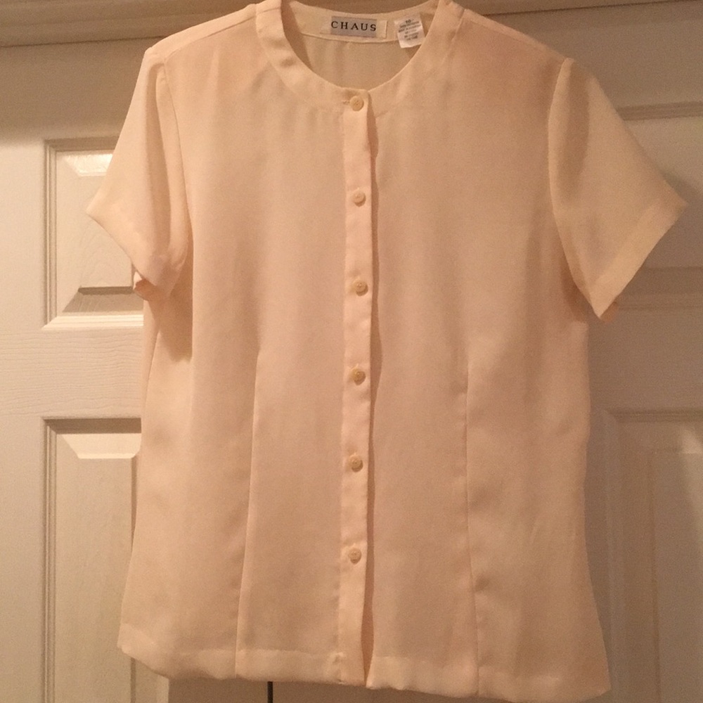 Chaus- ladies cream button front blouse.